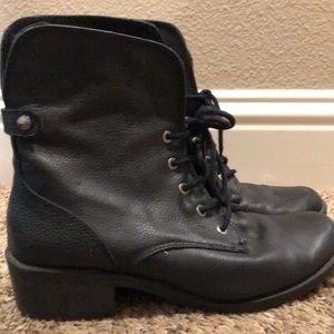 Anne Klein Black Lace Up Ankle Booties